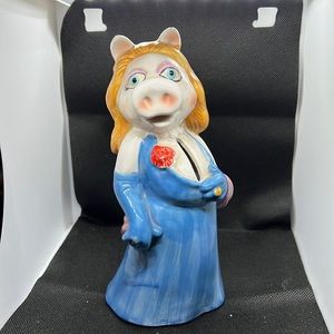Vintage Jim Henson Muppets Miss Piggy Coin Bank Ceramic Glamour 1970s
